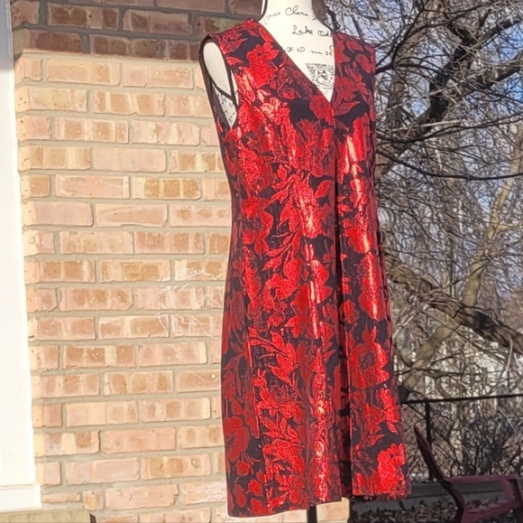 Anne Klein Dresses & Skirts - Anne Klein Elegant Black and Red Floral Midi Dress- Size 14